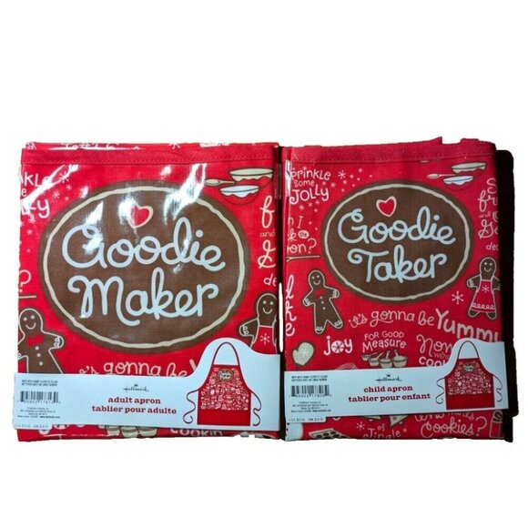 Hallmark Christmas Goodie Maker Taker Holiday Aprons Adult Child Baking Coated - Picture 1 of 9